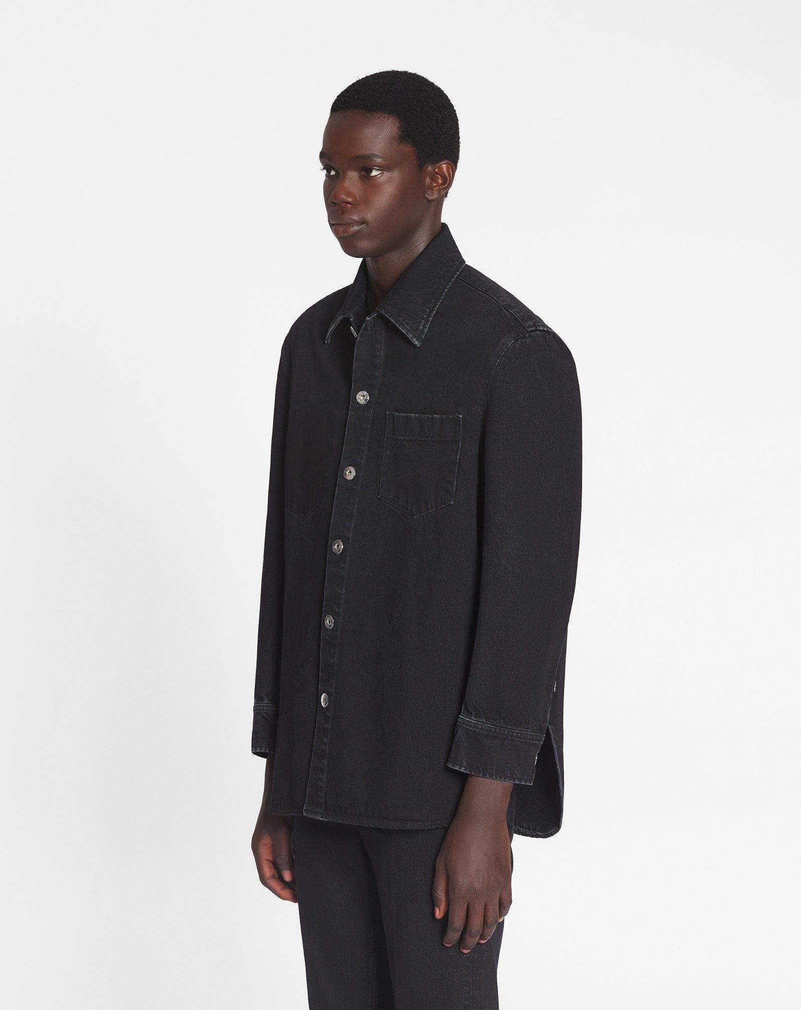 Lanvin o1tko10825 Cocoon Denim Shirt in Washed Black Size US XXL / EU 58 / 5 - 3 Thumbnail