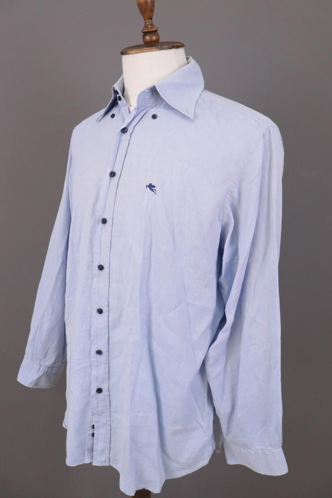 Etro Etro Milano Blue Formal Oxford Dress Shirt 44 Size US M / EU 48-50 / 2 - 6 Thumbnail