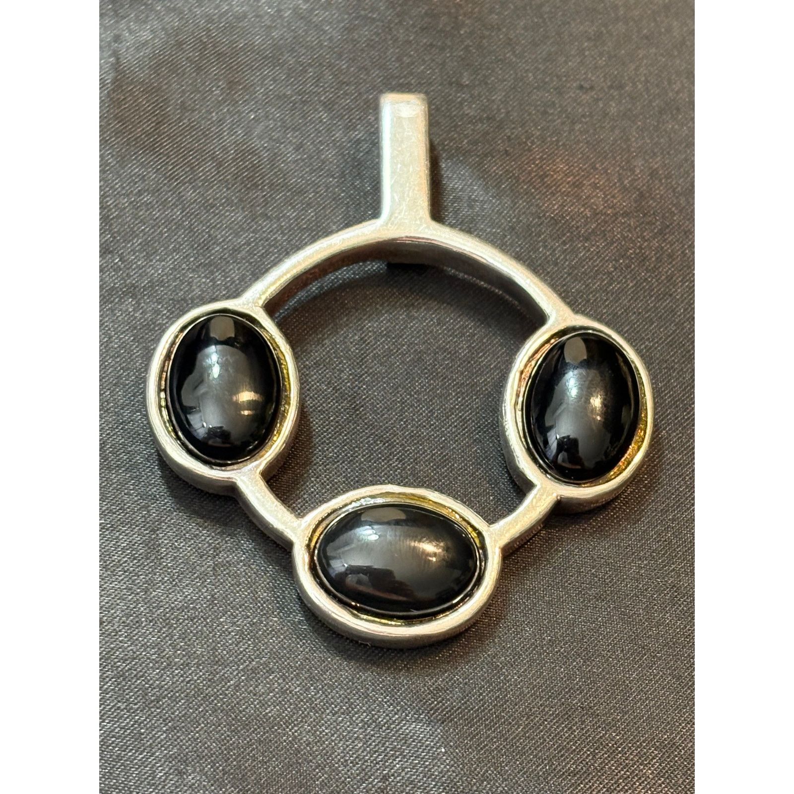 Other Large Onyx Sterling Silver Pendant 2.25" Modernist Statement Size ONE SIZE - 1 Thumbnail