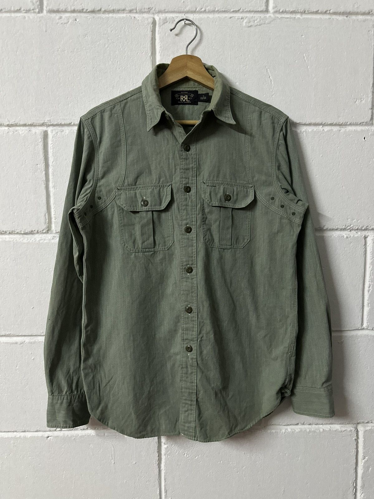 Polo Ralph Lauren RRL Curtis Japanese Herringbone Military Twill Button Shirt Size US M / EU 48-50 / 2 - 2 Thumbnail