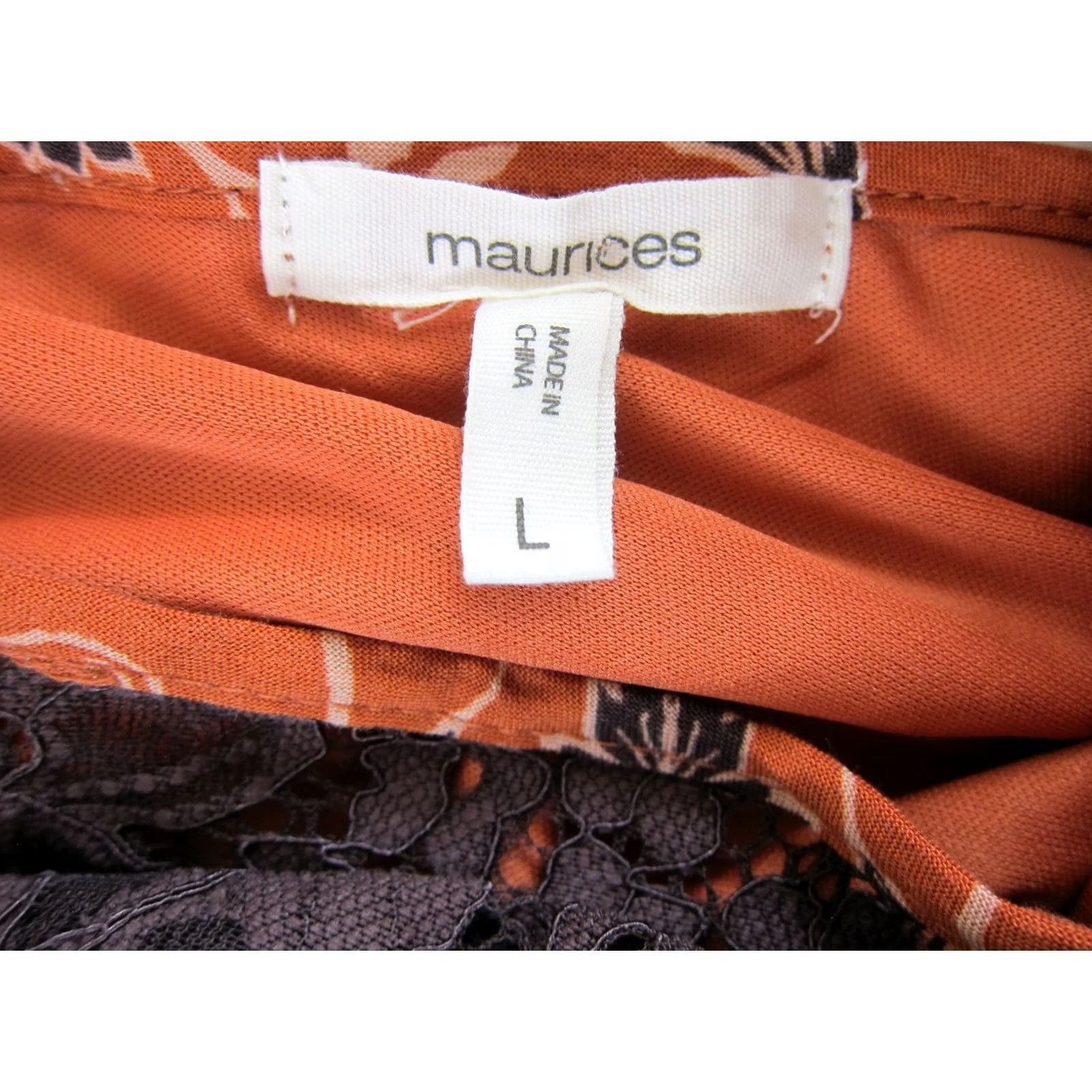 Vintage Maurices Rayon Orange Floral V-Neck Short Sleeve Empire Waist Long Maxi Dress L Size 36" / US 14 / IT 50 - 3 Thumbnail