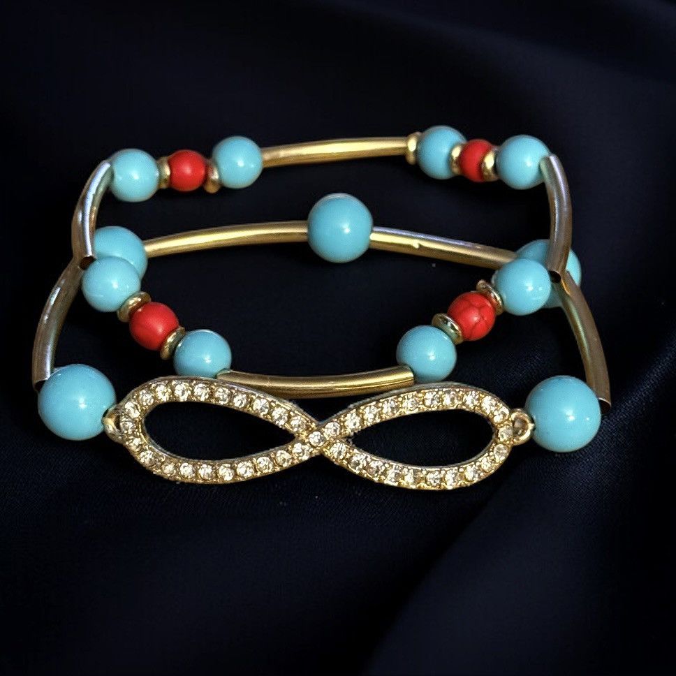 Other Turquoise and red bead pave infinity stretch bracelets Size ONE SIZE - 1 Thumbnail