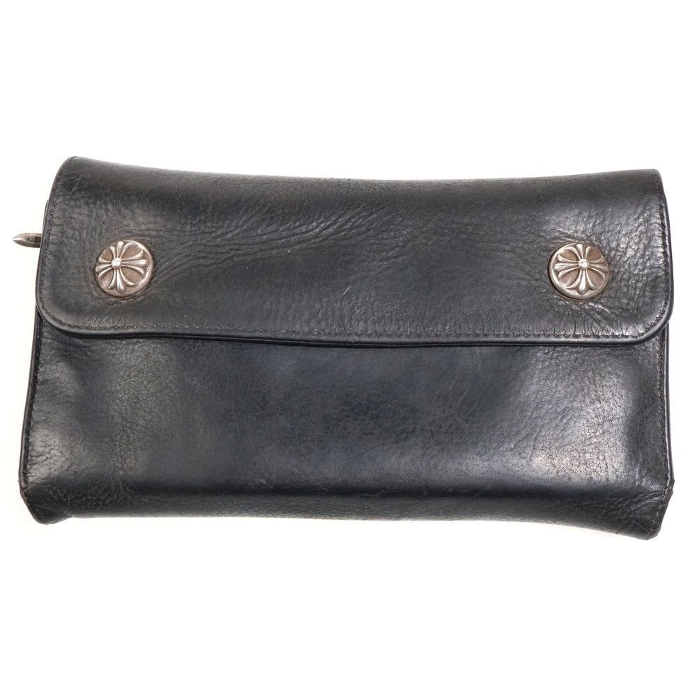 Chrome Hearts Wave Leather Wallet Black BCA374