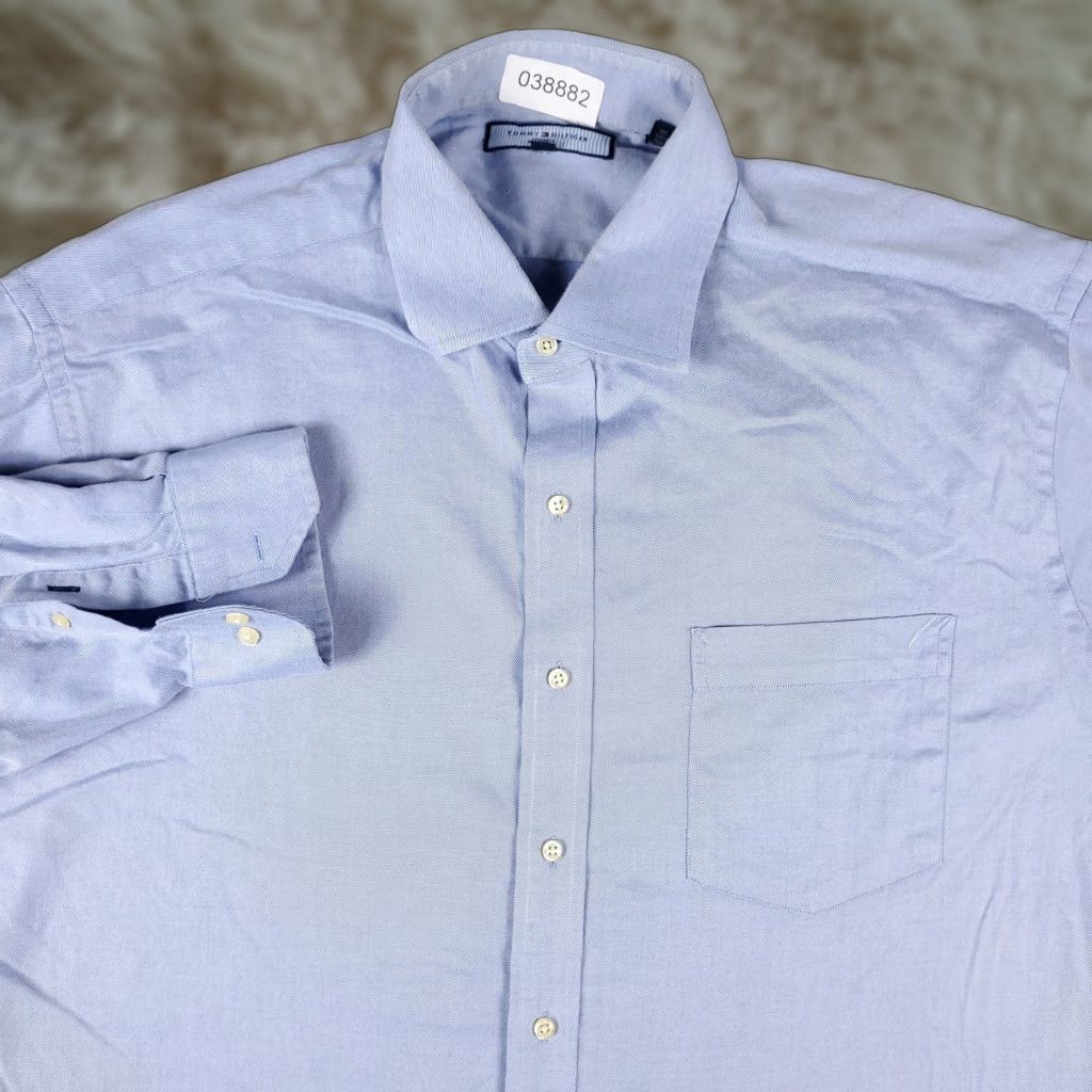 Tommy Hilfiger VINTAGE Tommy Hilfiger Shirt Mens XL Blue Casual Button Up Long Sleeve Size US XL / EU 56 / 4 - 1 Thumbnail
