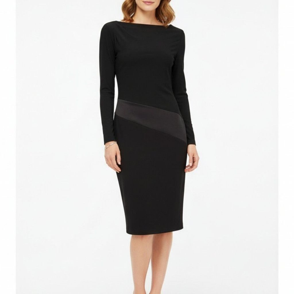 Vanessa Bruno VANESSA BRUNO Draped Sheath Satin Band Black Midi Dress 38 Size M / US 6-8 / IT 42-44 - 1 Thumbnail