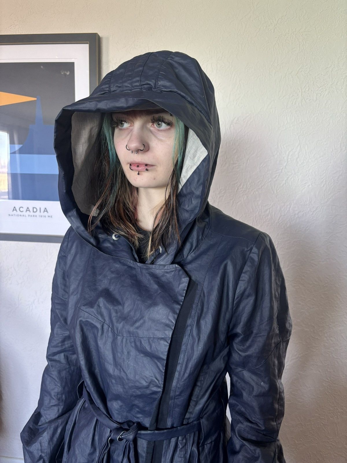 Marithe + Francois Girbaud Women’s vintage IT40 Girbaud navy trench coat, coated Size S / US 4 / IT 40 - 4 Thumbnail