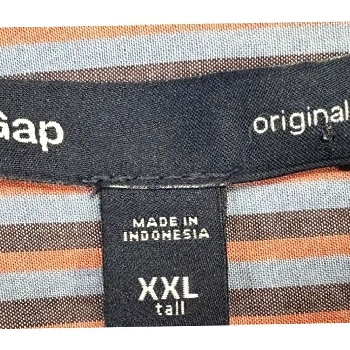 Gap VINTAGE Gap Shirt 2XL Tall Mens Orange Multi Striped Button-Up Long Sleeve Collared 100% Cotton NEW Size US XXL / EU 58 / 5 - 5 Thumbnail