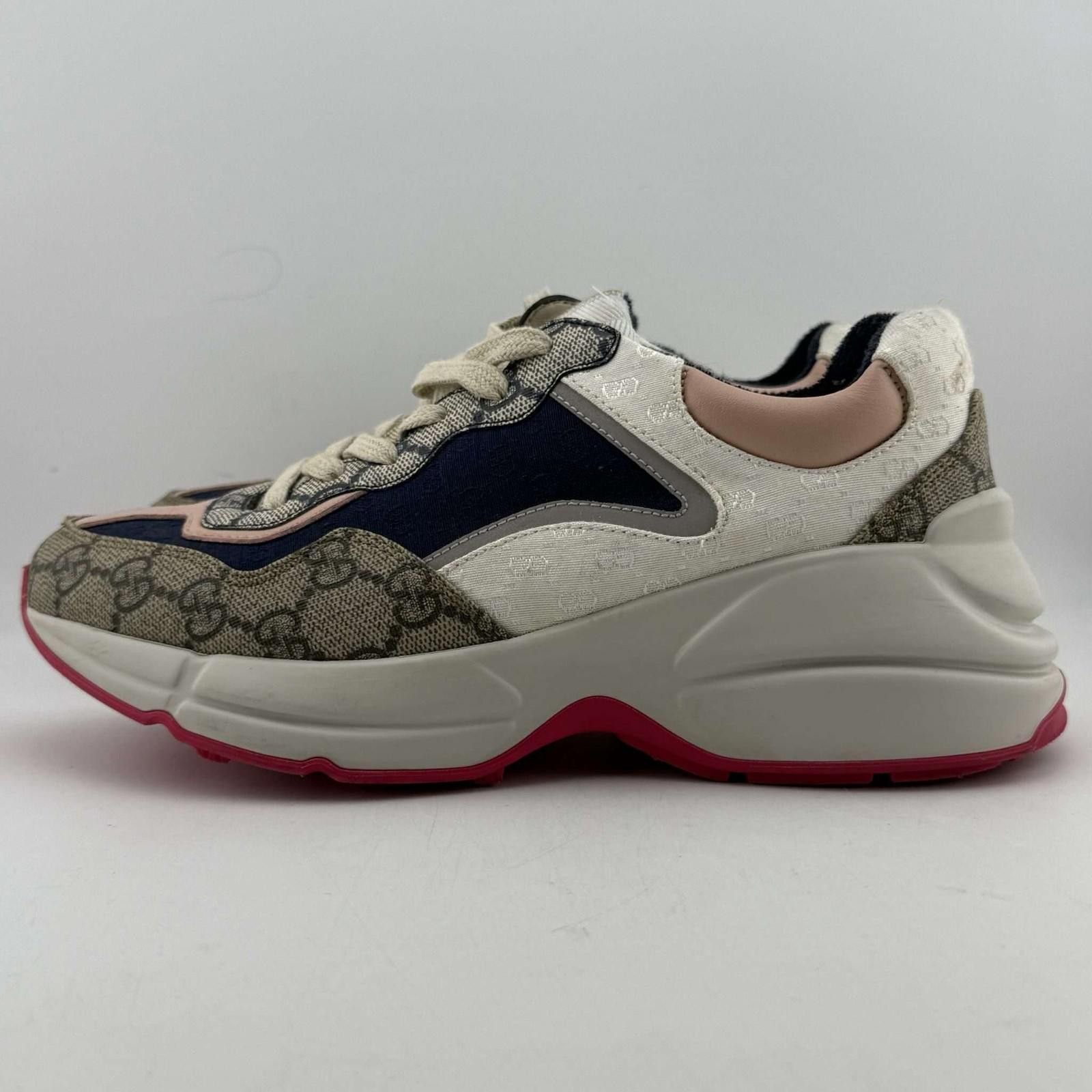 Gucci Gucci GG Rhyton Beige White Pink 36.5EU Used with Box 620185 Size US 6.5 / EU 39-40 - 2 Thumbnail