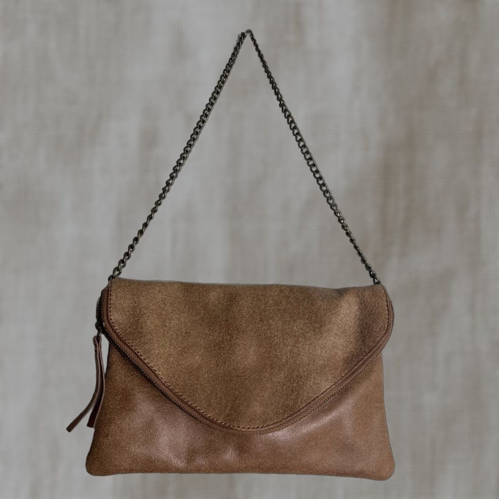 J.Crew J.CREW Clutch Shoulder Bag Brown Leather Chain Flap 10.5x6.5 Womens Bag Size ONE SIZE - 1 Thumbnail