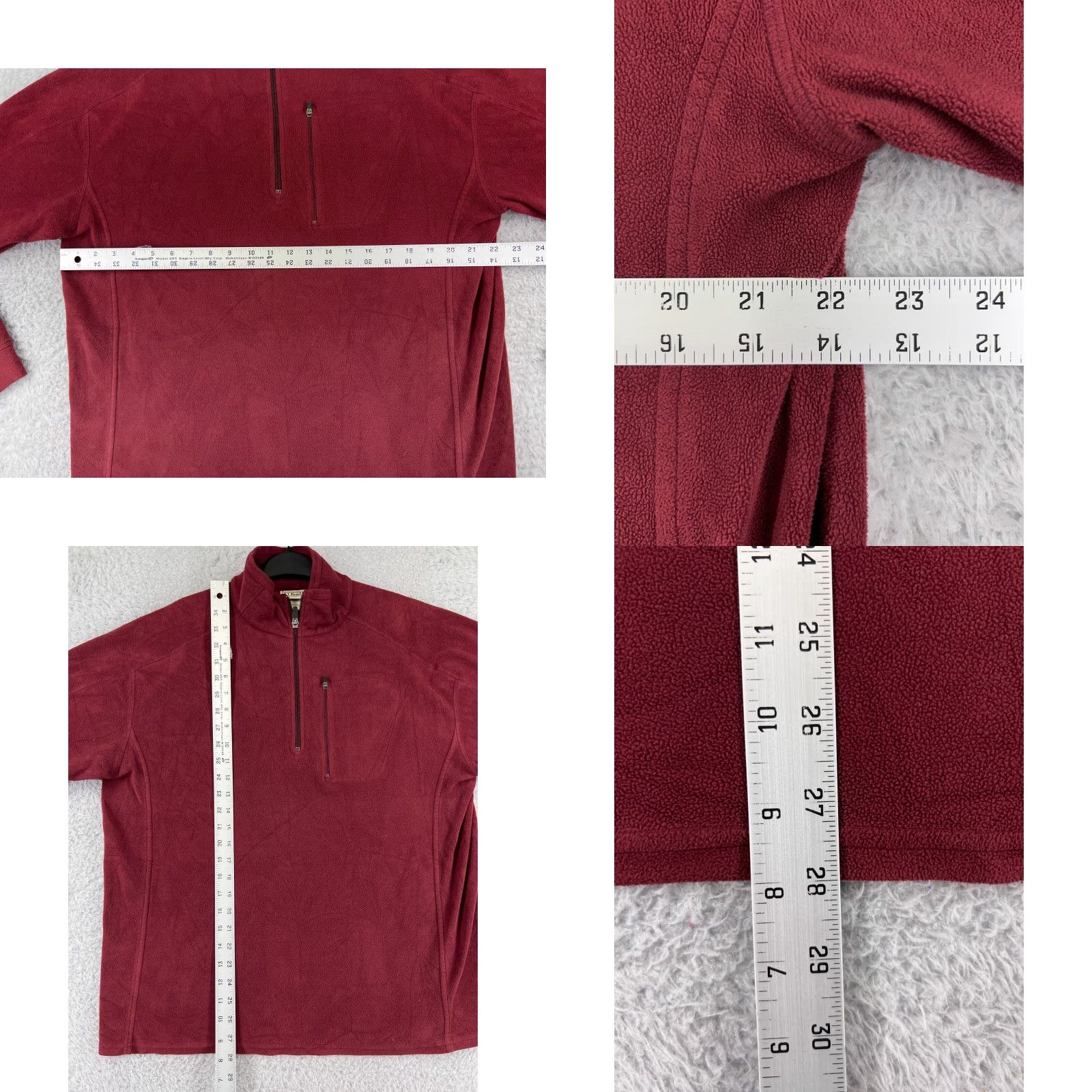 Vintage LL Bean Sweater Mens Large Red Long Sleeve 1/4 Zip Fleece 100% Polyester Pocket Size US L / EU 52-54 / 3 - 9 Thumbnail