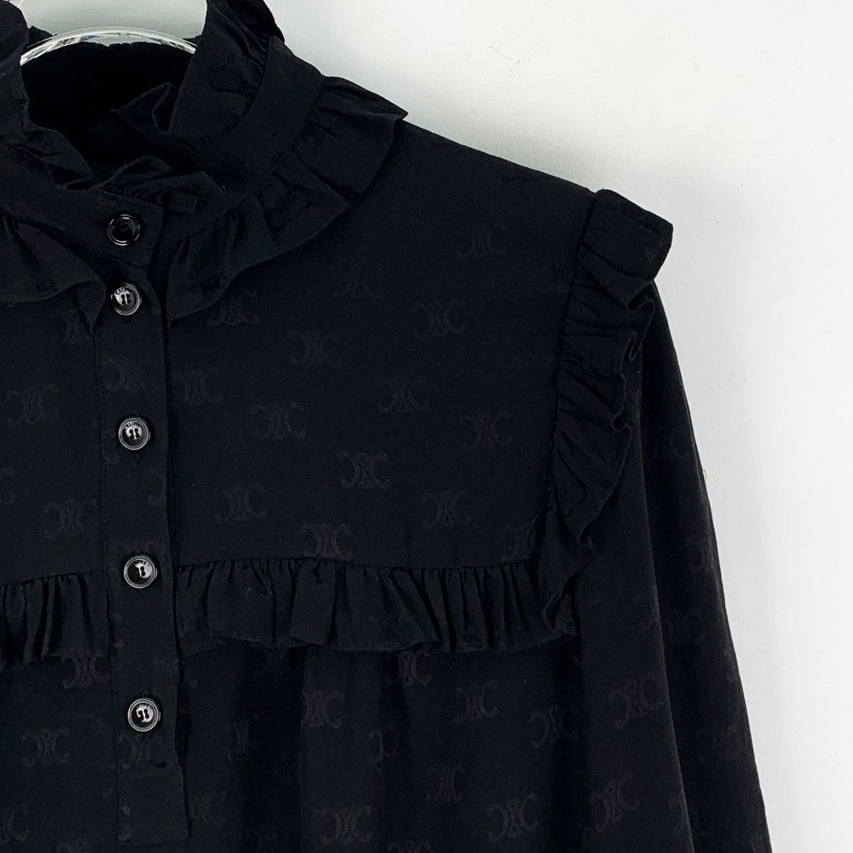 Celine Celine All-over Triomphe Silk Lace Long Sleeve Dress K26WX Size S / US 4 / IT 40 - 3 Thumbnail