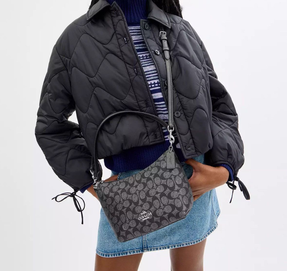 Coach NWT Coach Zip Top Shoulder Bag In Signature Canvas Size ONE SIZE - 7 Thumbnail