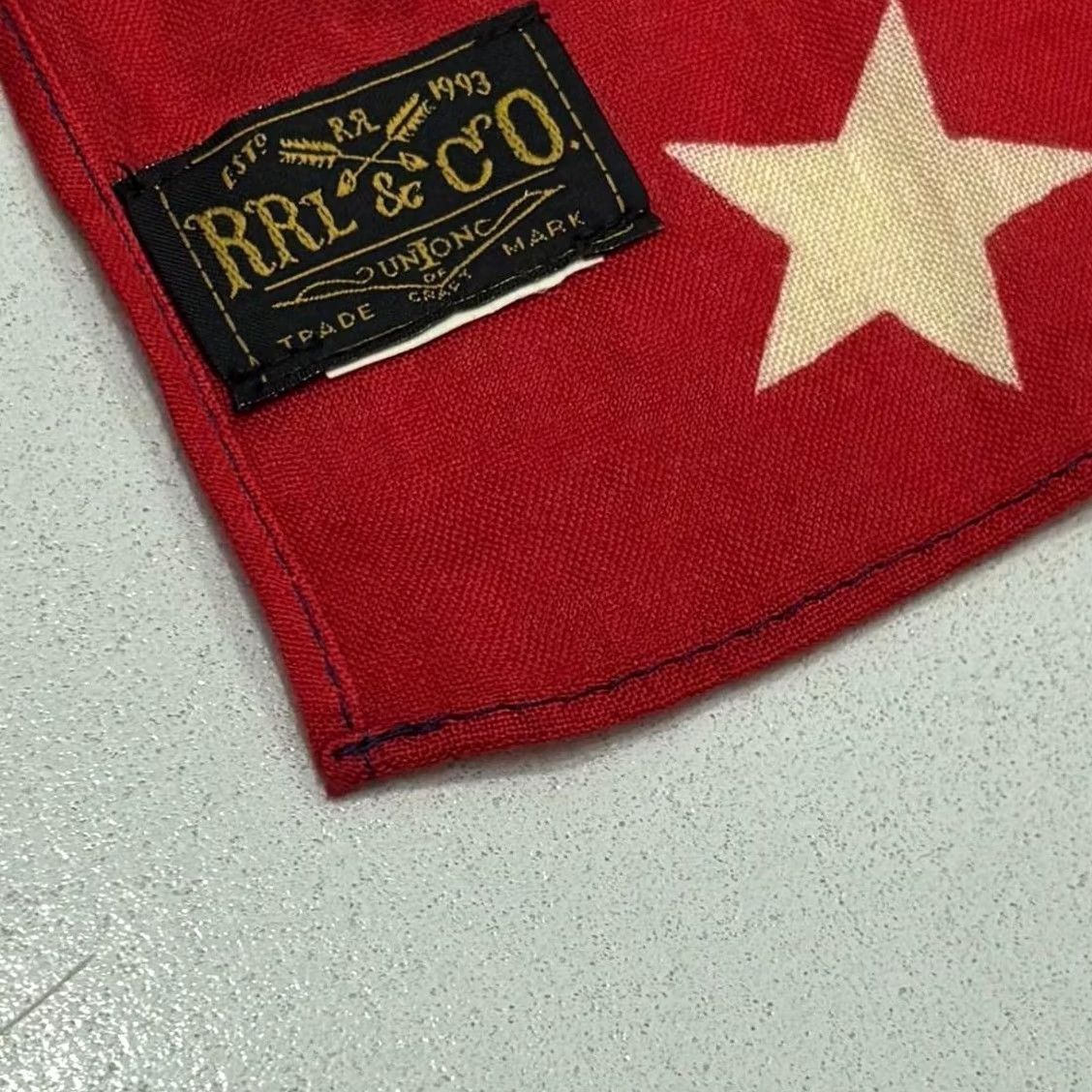 Ralph Lauren RRL RALPH LAUREN Star Pattern Scarf Tri-color Casual Red Natural Navy Used good condition Men Size ONE SIZE - 5 Thumbnail