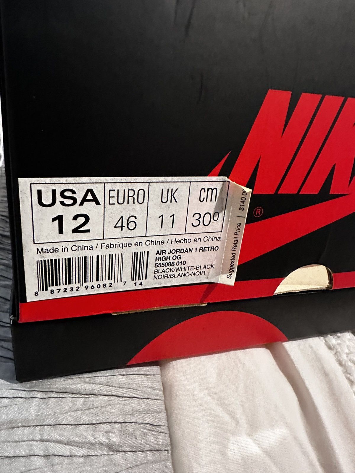 Jordan Brand Jordan 1 Black and White Sz 12 (2014) Size US 12 / EU 45 - 6 Thumbnail