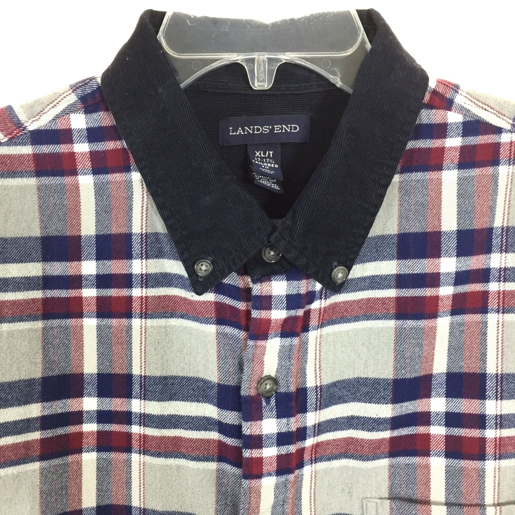 Lands' End Lands' End Shirt Mens XLT Gray Plaid Flannel Button-Down Collar Shirt XLT Gray Plaid Flannel Button-Down Lands' End Mens XLT Button-Up Shirt Size US XL / EU 56 / 4 - 2 Thumbnail