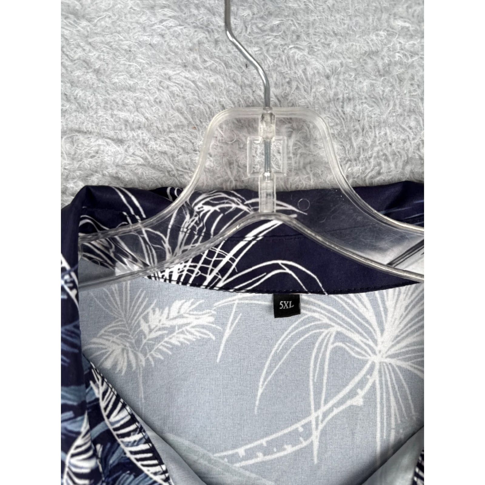 Vintage Hawaiian Shirt Shirt Men 5XL XXXXXL Blue White Palm Tree Floral Cotton Blend Size US XXL / EU 58 / 5 - 6 Thumbnail