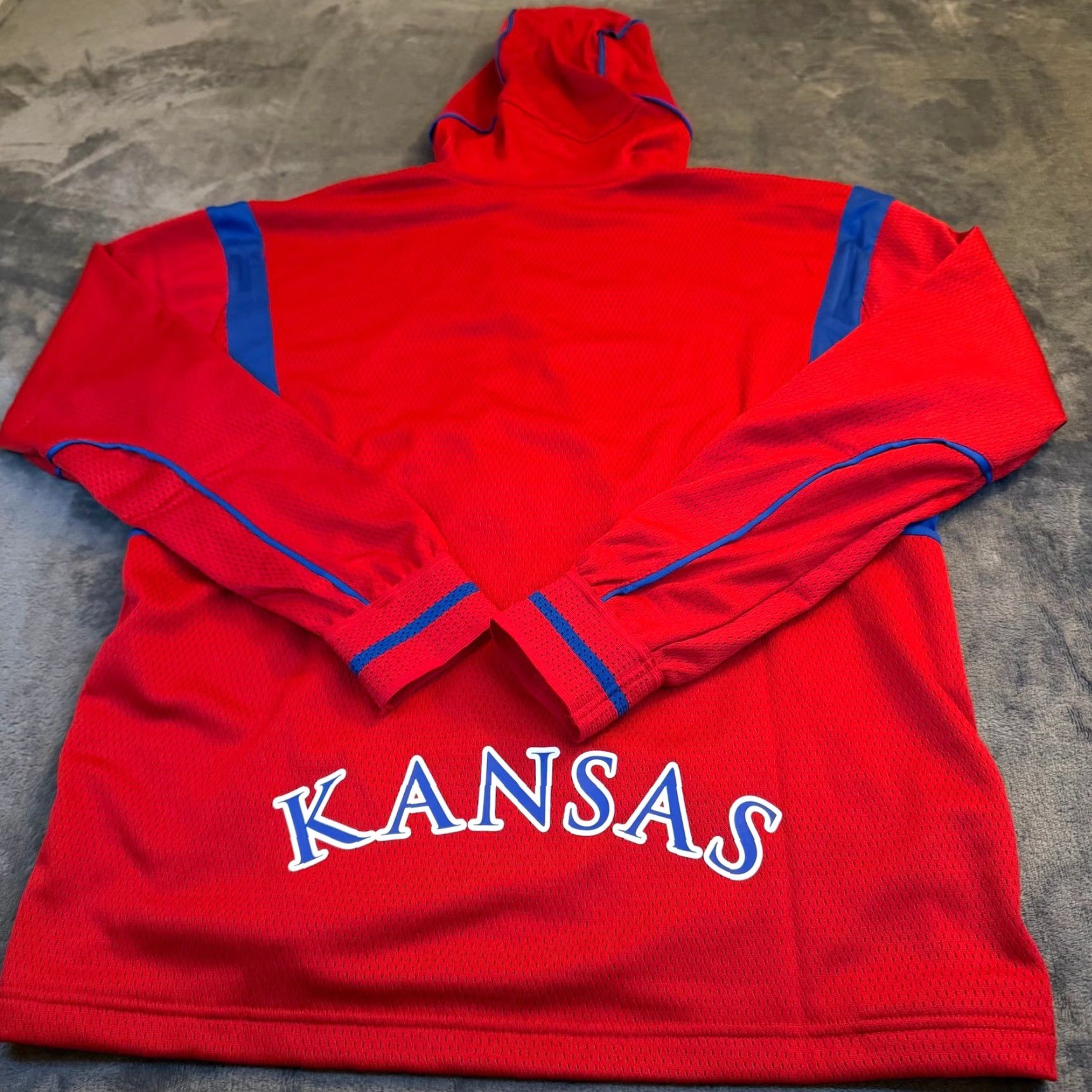 Adidas VINTAGE adidas Kansas Jayhawks Pullover Hoodie Jersey Red Blue Men's Medium NWT Size US M / EU 48-50 / 2 - 5 Thumbnail
