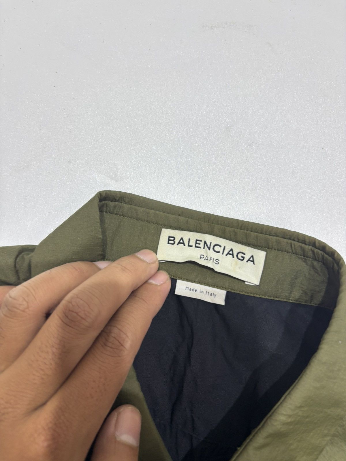 Balenciaga Balenciaga olive and black dress button up shirt Size US L / EU 52-54 / 3 - 5 Thumbnail