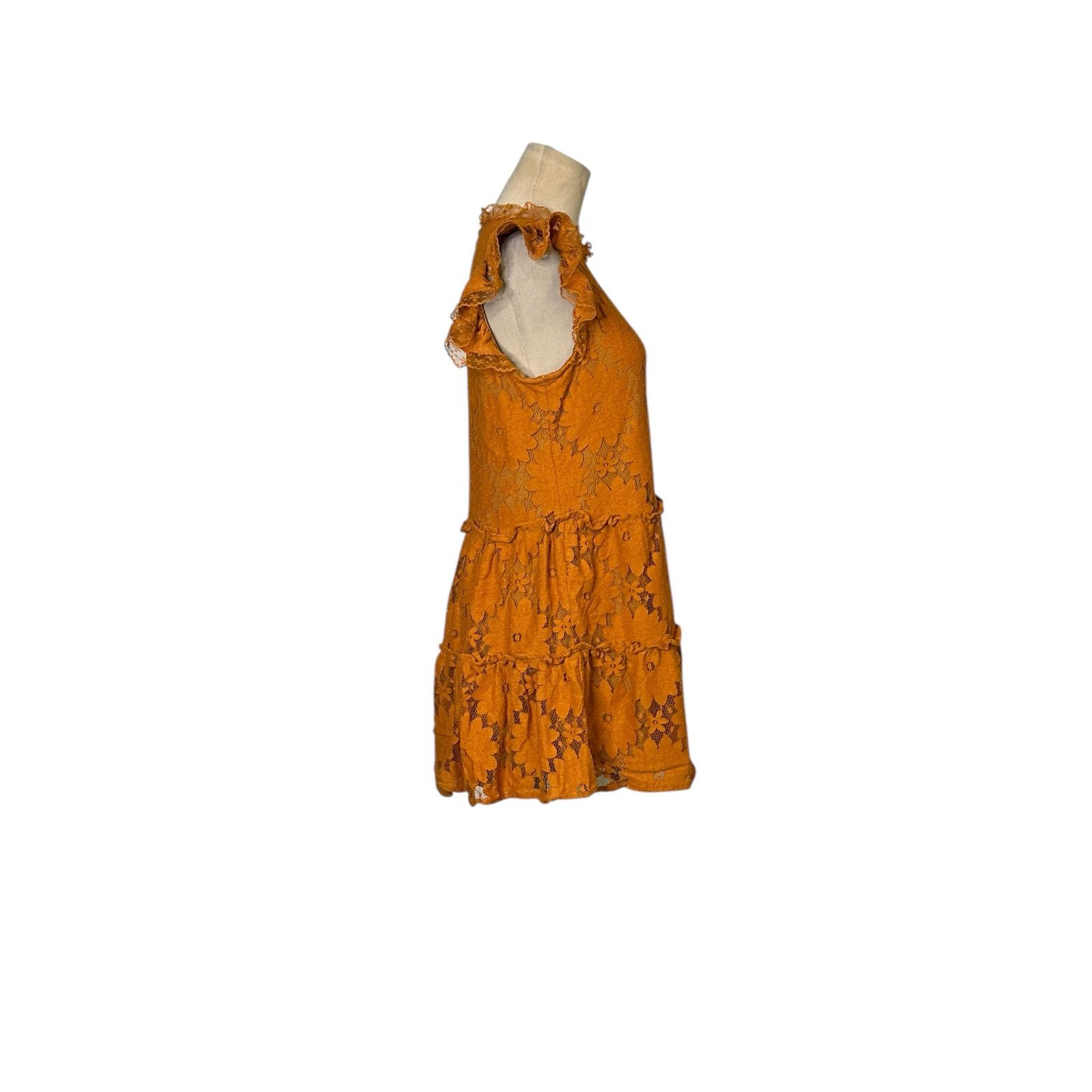Anthropologie Blue Tassel gold floral lace tiered tunic mini dress size XS Size XS / US 0-2 / IT 36-38 - 12 Thumbnail