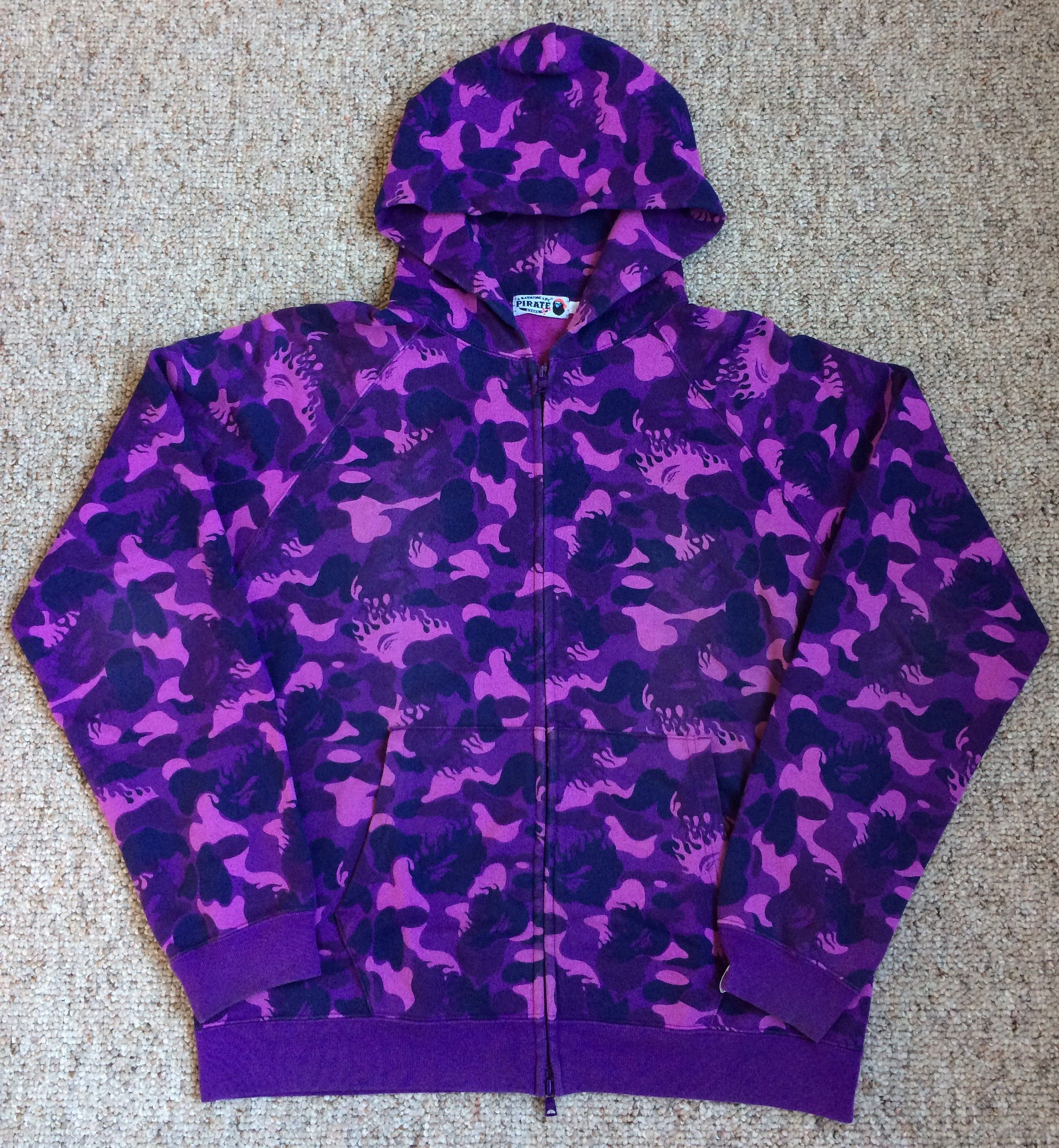 Bape OG Bathing Ape Purple Fire Camo Full Zip Hoodie Size US L / EU 52-54 / 3 - 1 Thumbnail