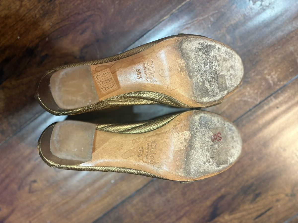 Chloe Chloè gold leather round toe kitten heels with buckle detail Size US 7.5 / IT 37.5 - 3 Thumbnail