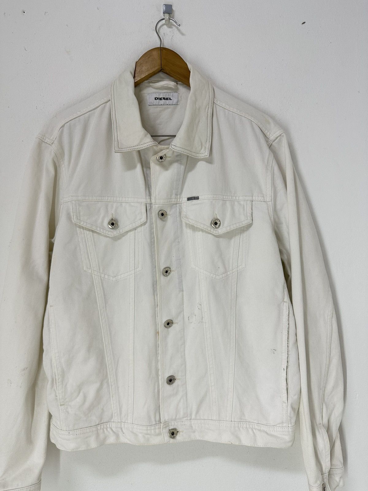 Diesel Diesel White Denim Type 3 Design Leather Collar Size US XL / EU 56 / 4 - 4 Thumbnail