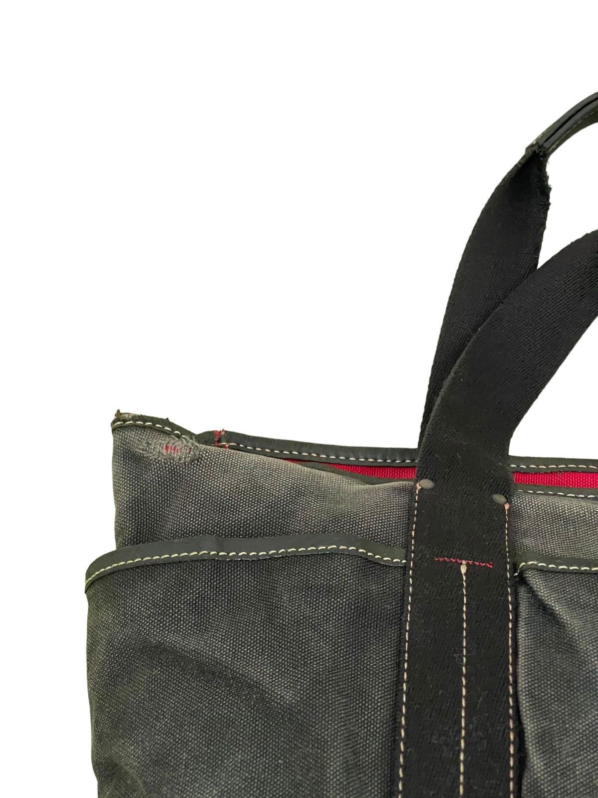 Issey Miyake Issey Miyake Tote Bag Distress Leather Cotton Canvas 3🟩 Size ONE SIZE - 10 Thumbnail