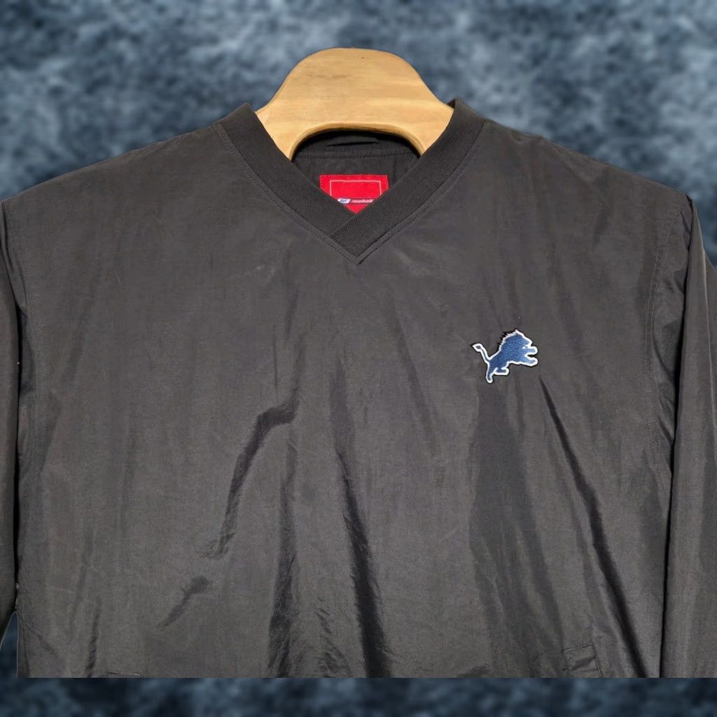 Reebok VINTAGE Reebok Windbreaker Pullover NFL Detroit Lions Nylon Gray XL Men Size US XL / EU 56 / 4 - 1 Thumbnail
