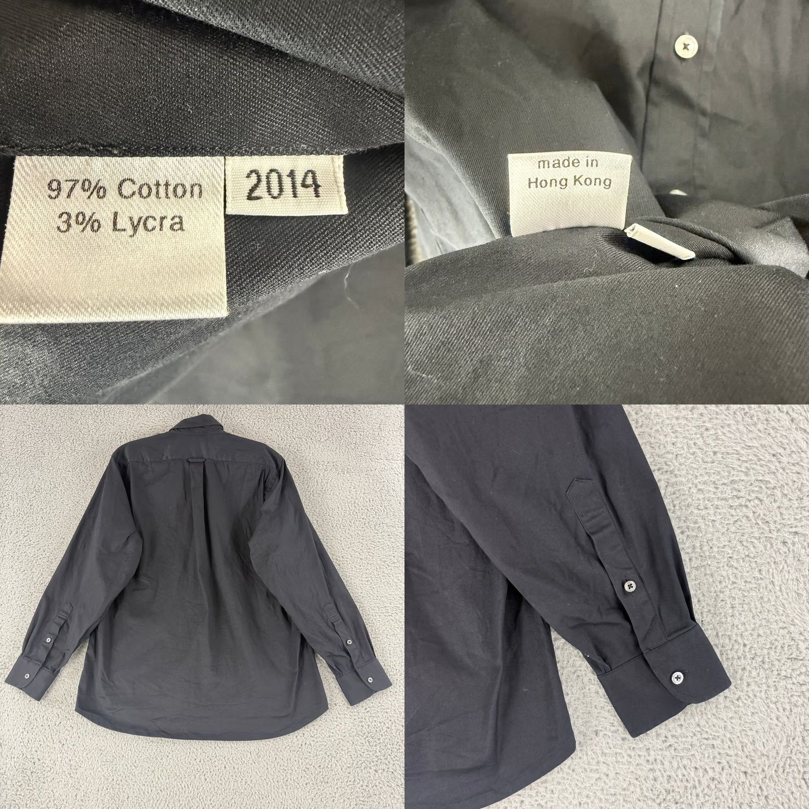 Vintage VINTAGE Ascot Chang Dress Shirt Mens XL Black Cotton Blend Button Down Long Sleeve Size 46R - 9 Thumbnail