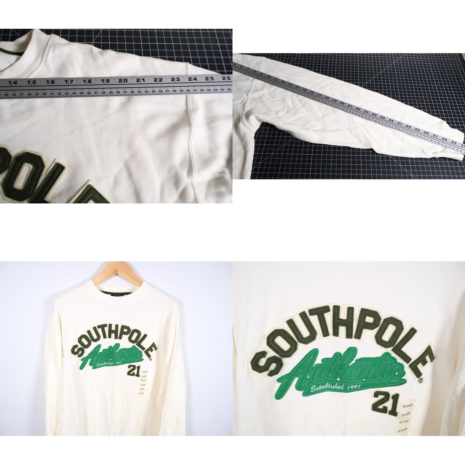 Southpole VINTAGE Southpole Sweatshirt Mens XL White Green Embroidered 90s Retro Crew Neck Pullover Unworn Size US XL / EU 56 / 4 - 8 Thumbnail