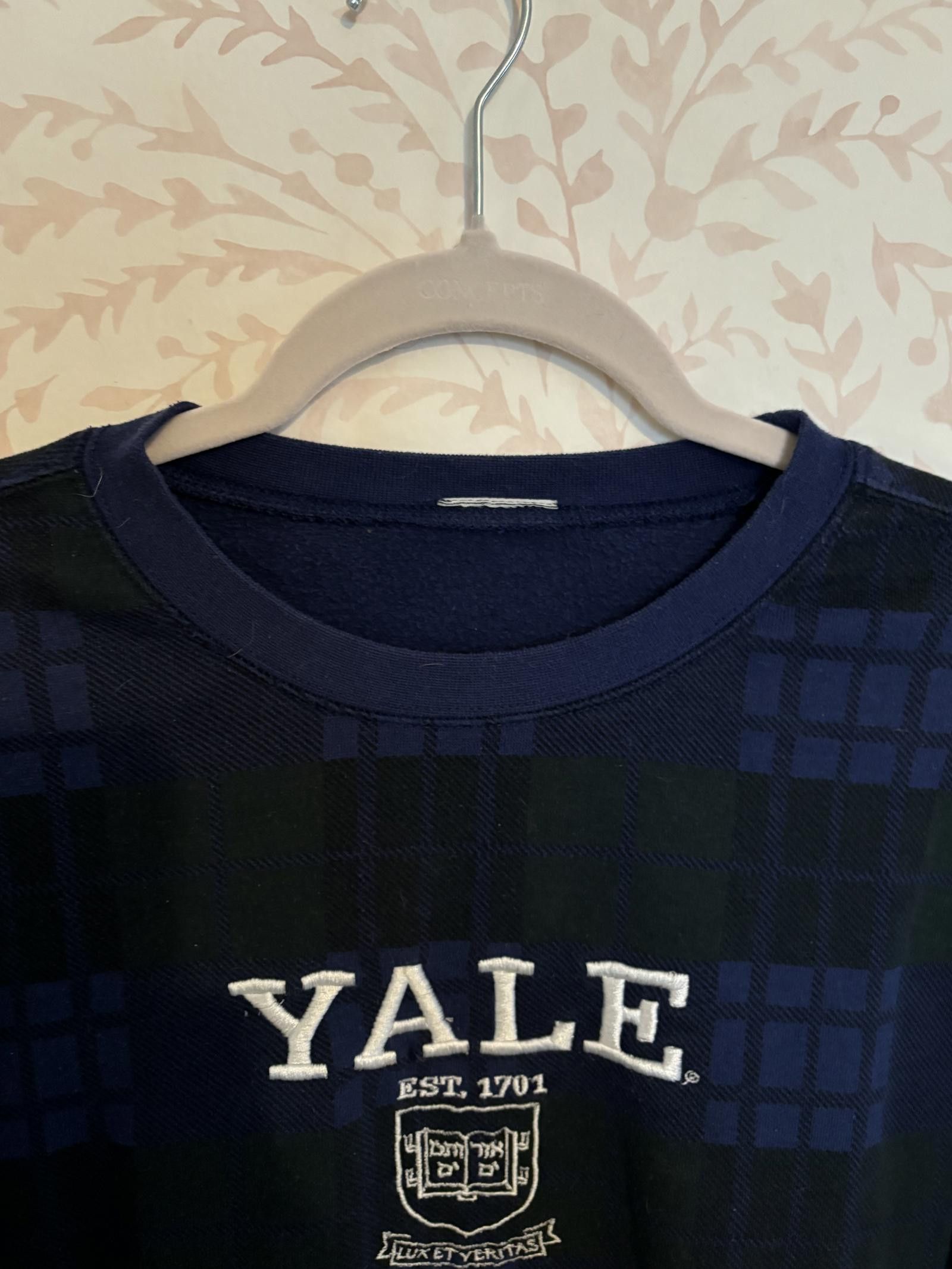 Designer Vintage Style Yale University Logo Sweatshirt - Plaid SMALL Size S / US 4 / IT 40 - 3 Thumbnail