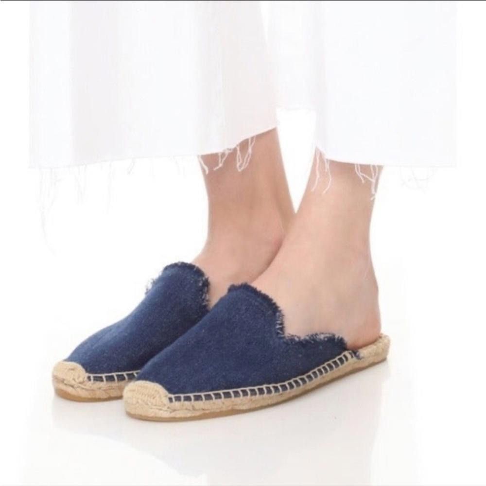 Soludos Soludos | Frayed Denim Flat Mules Espadrilles Size 8 Size US 8 / IT 38 - 8 Thumbnail