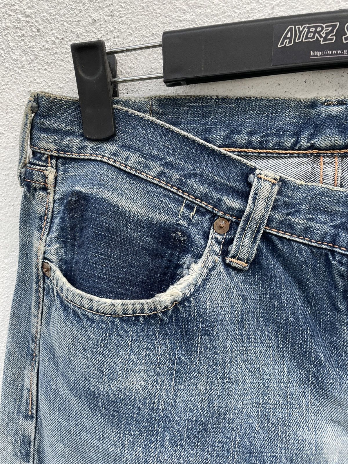 Full Count & Co. Vintage Full Count Distressed Selvedge Jeans Size US 30 / EU 46 - 3 Thumbnail