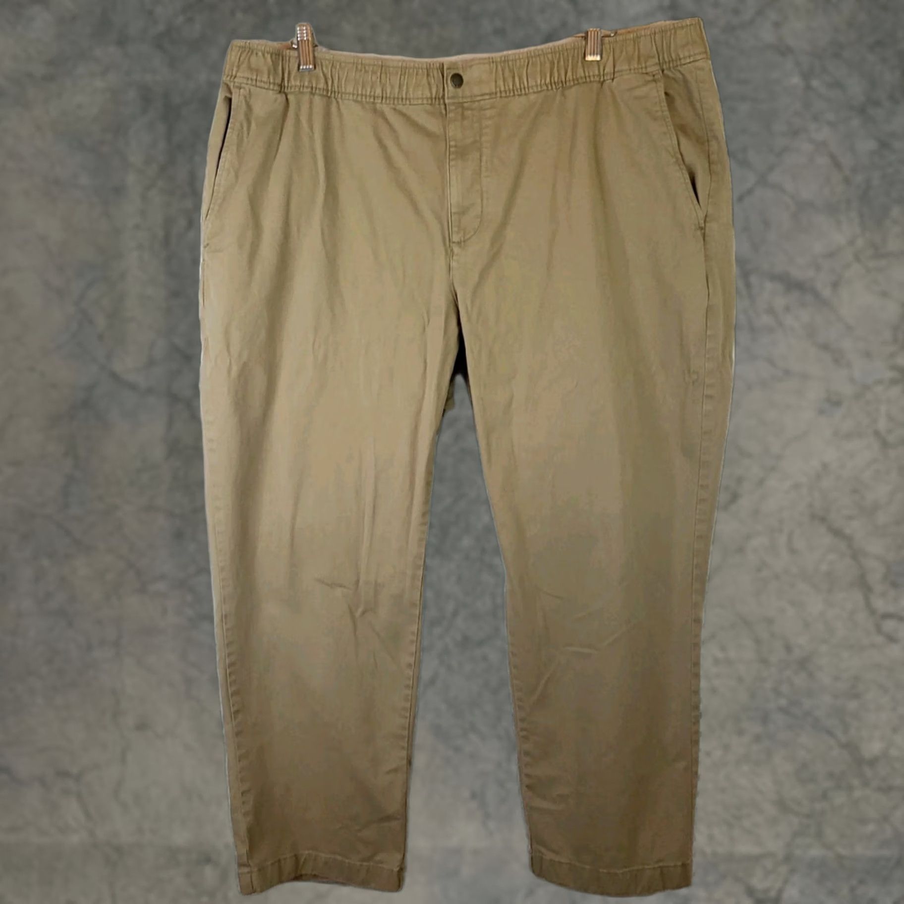 Vintage L.L. Bean Khaki Lakewashed Chino Stretch Pants XXL Regular Men’s Beige Solid Drawstring Tailored Casual Outdoor Size US 39 - 1 Thumbnail