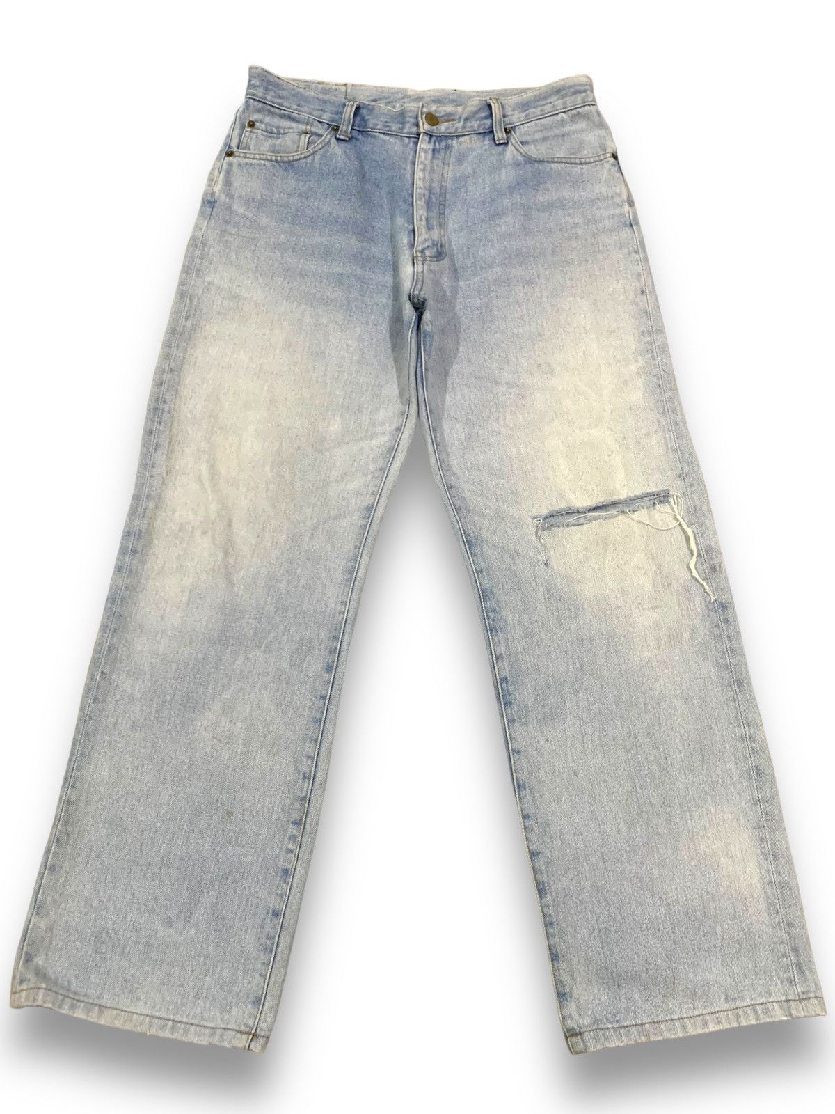 Hanes Vintage 80s Hanes Blue Wash Baggy Distressed Jeans Size US 32 / EU 48 - 1 Thumbnail