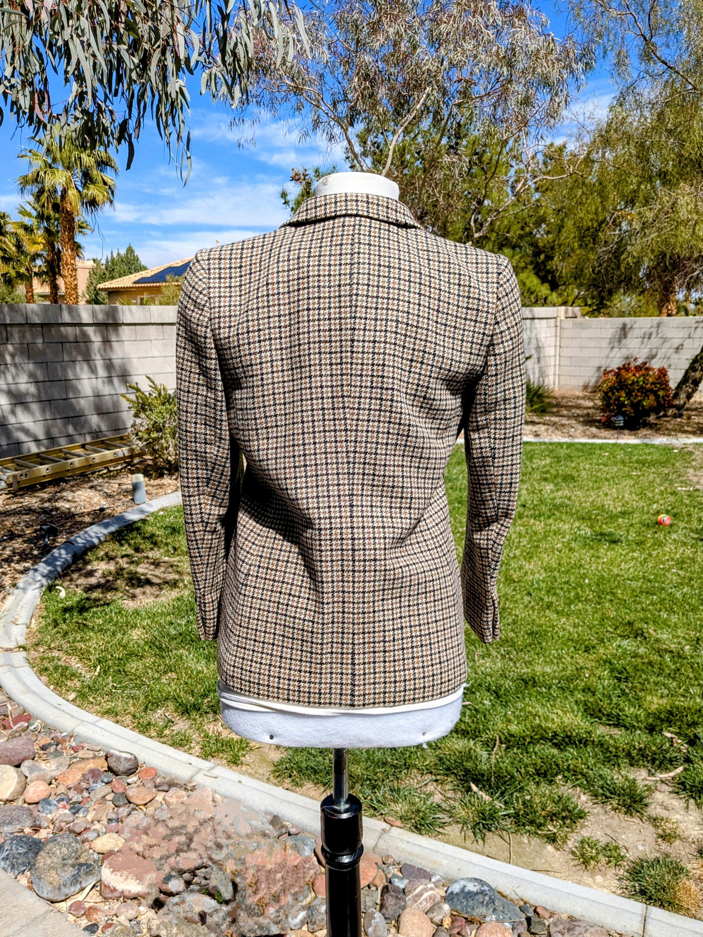 Vintage Vintage Bon Plan Houndstooth Check Retro Petite Coat Blazer Size M / US 6-8 / IT 42-44 - 4 Thumbnail