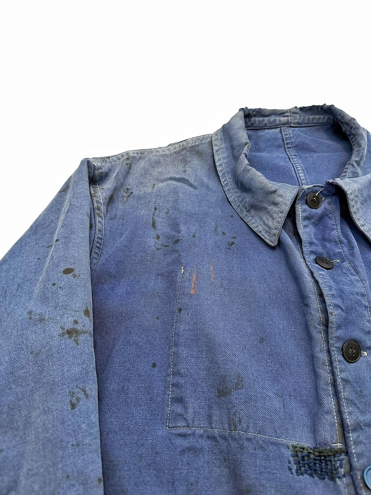 Vintage GRAIL 1930’s Boro Repaired Indigo French Workwear Chore Coat Size US XL / EU 56 / 4 - 6 Thumbnail
