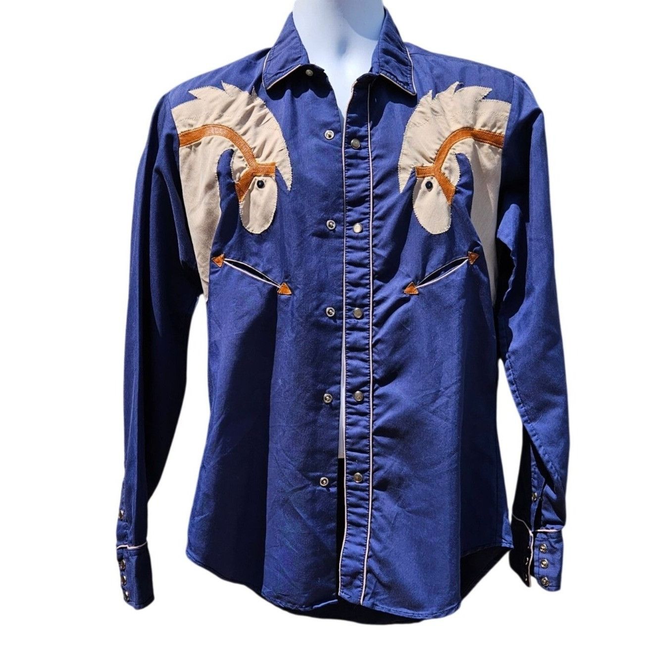Vintage Vintage Custer 70s Western Cowboy Shirt Horse Head Applique Size US M / EU 48-50 / 2 - 1 Thumbnail