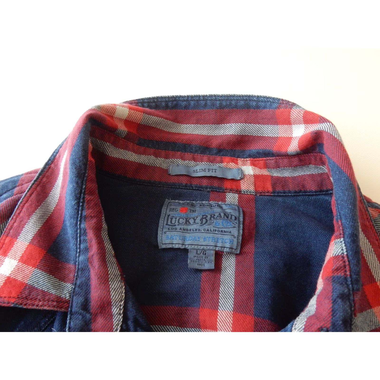 Lucky Brand Lucky Brand Men’s Western Shirt L Plaid Button-Up Long Sleeve Slim Fit Blue Cotton Size US L / EU 52-54 / 3 - 4 Thumbnail