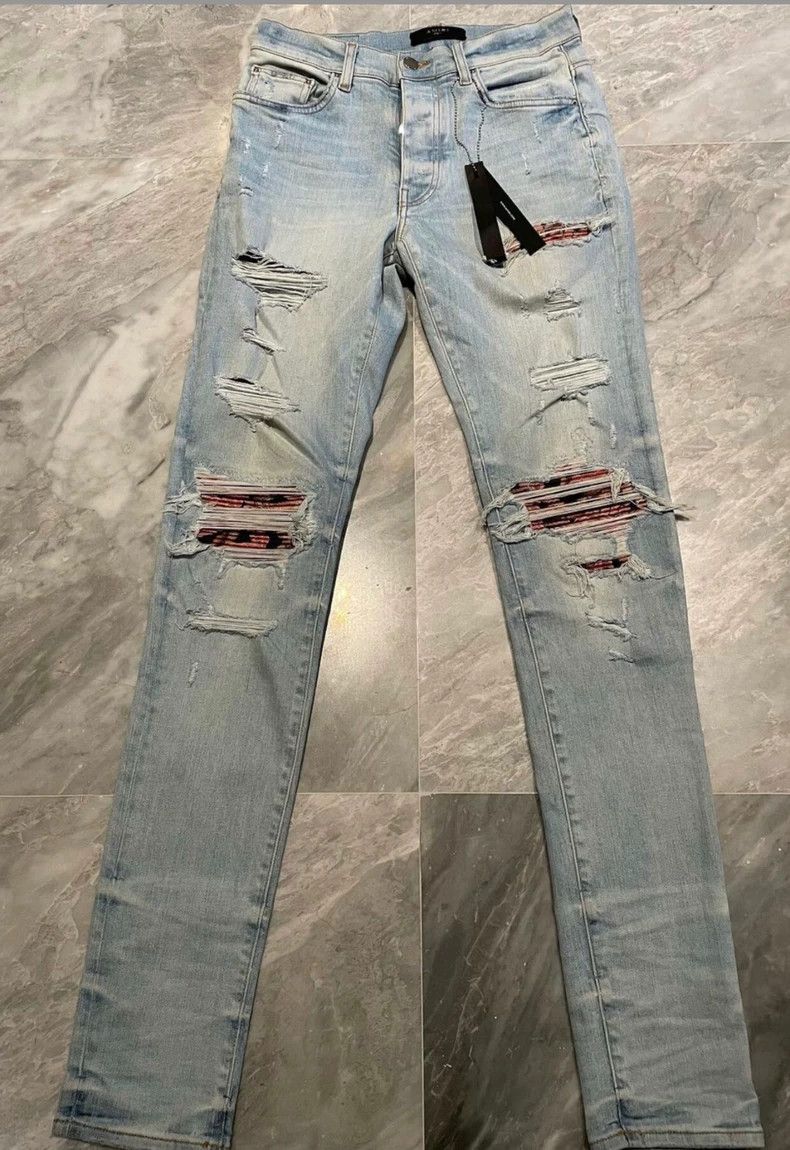 Amiri AMIRI Distressed Patchwork Denim Jeans - dmc Size US 31 - 1 Thumbnail