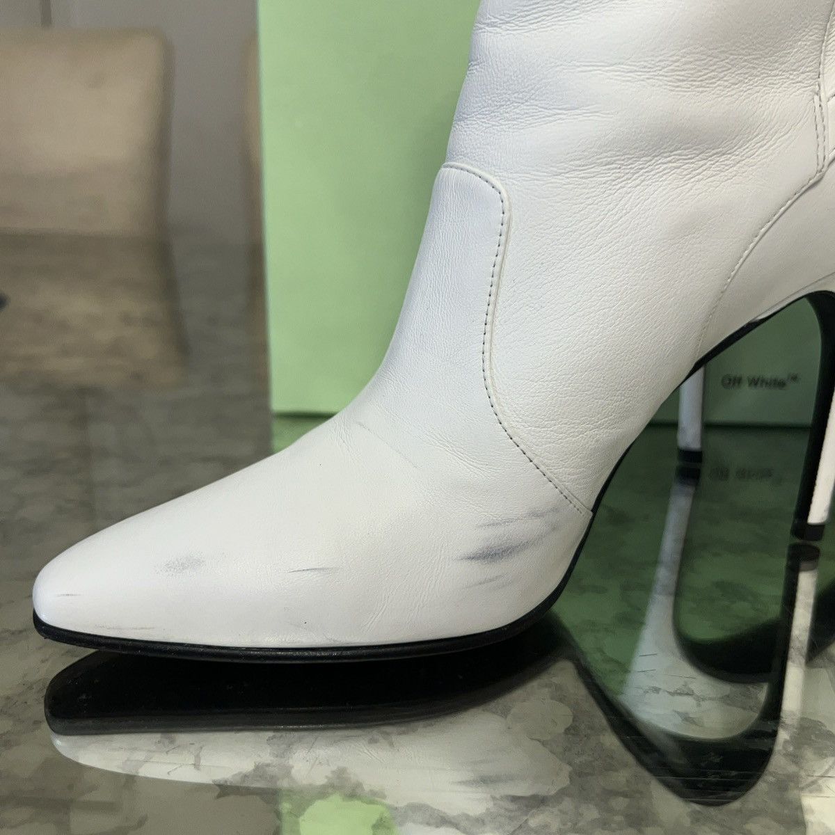 Off-White × Virgil Abloh Off-White Virgil Abloh Leather Zip Tie Pointed Toe Bootie 36 Size US 5.5 / IT 35.5 - 6 Thumbnail