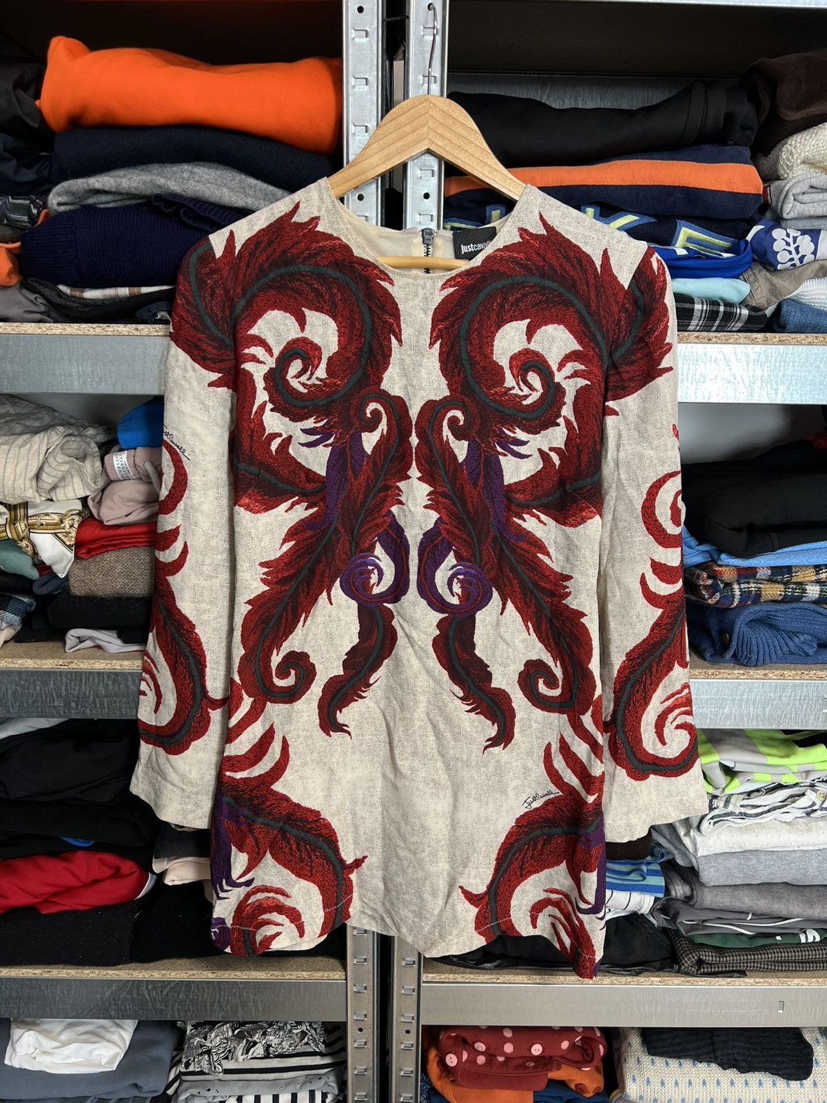 Designer × Just Cavalli Just Cavalli Women’s Printed Long Sleeve Zip Dress Size 40 Size S / US 4 / IT 40 - 1 Thumbnail