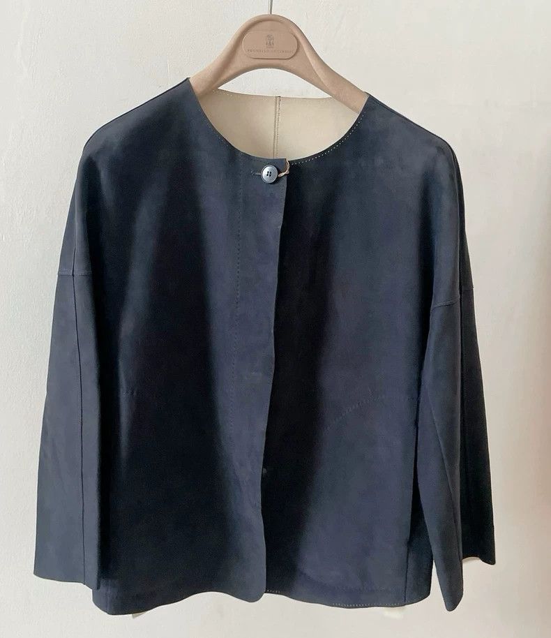 Loro Piana LORO PIANA A dark blue over-the-shoulder sleeveless suede Size S / US 4 / IT 40 - 1 Thumbnail