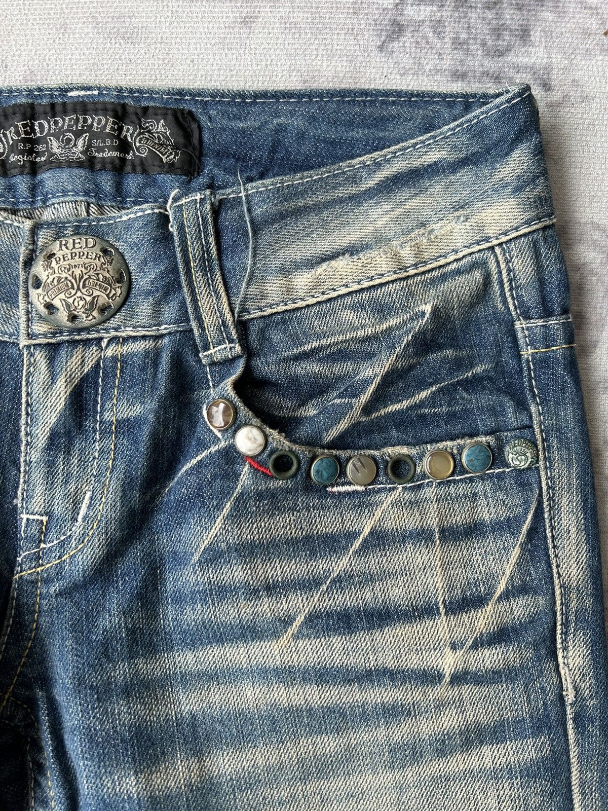 Ed Hardy Y2k Red Pepper Embroidery Punk Style Jeans Size US 28 / EU 44 - 12 Thumbnail