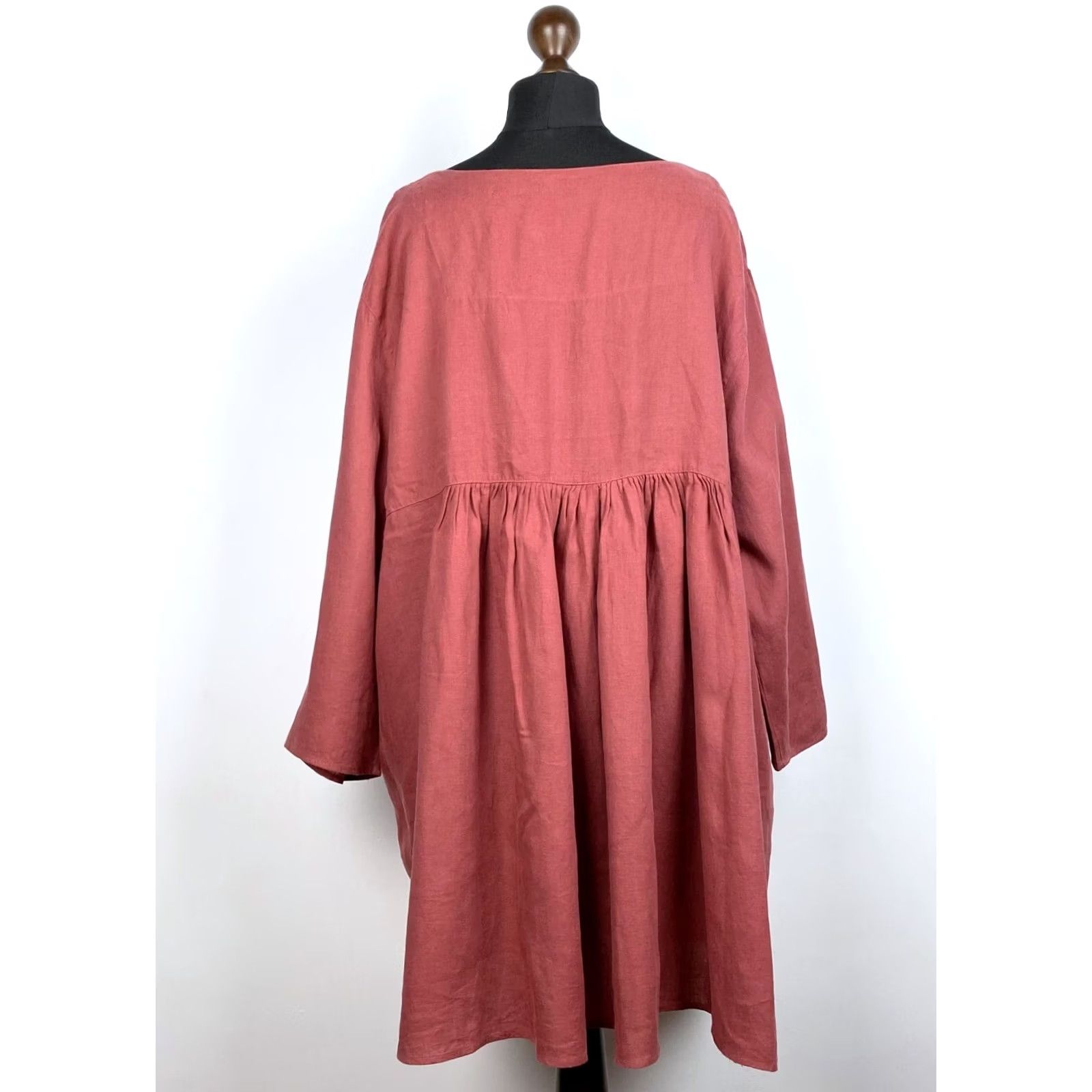 Vintage Gudrun Sjoden Dress Womens Linen Size XXL Red Knee Length Dress Size XXL / US 16-18 / IT 52-54 - 3 Thumbnail