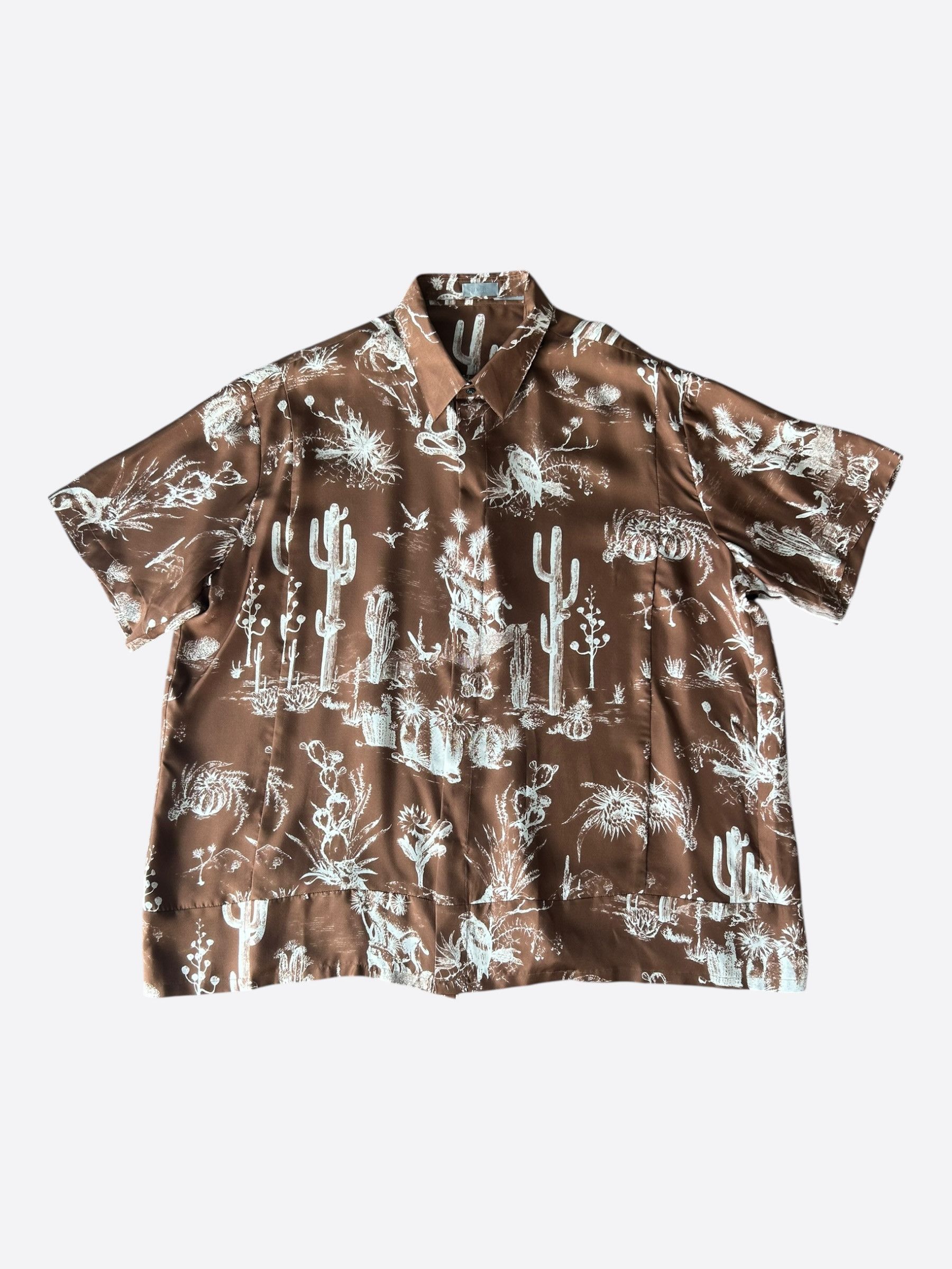 Dior Cactus Jack Brown & White Desert Print Silk Button Up Shirt Size US XXL / EU 58 / 5 - 1 Thumbnail