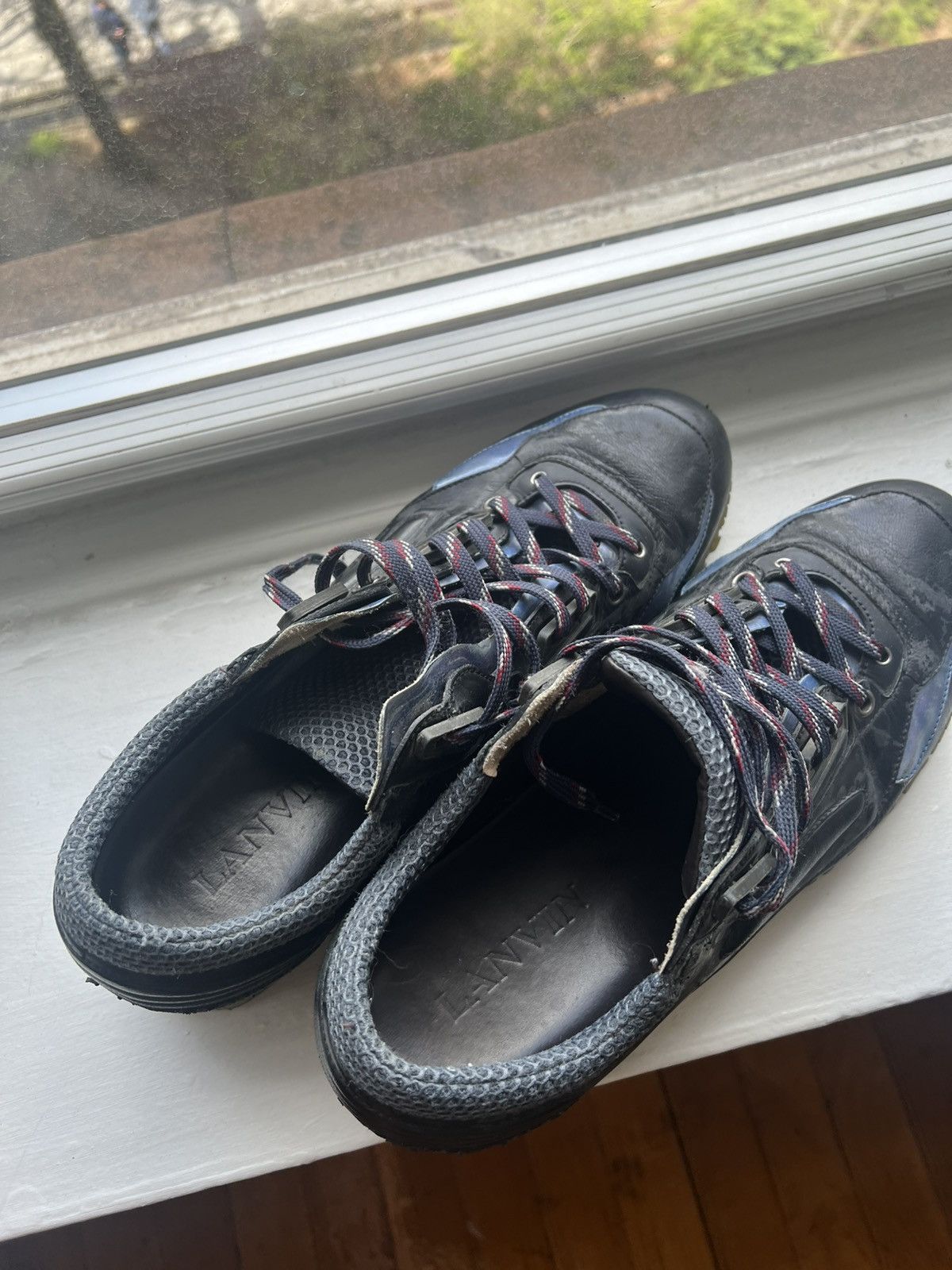 Lanvin Lanvin Lambskin and Mesh Lowtop Sneakers Size US 11 / EU 44 - 4 Thumbnail