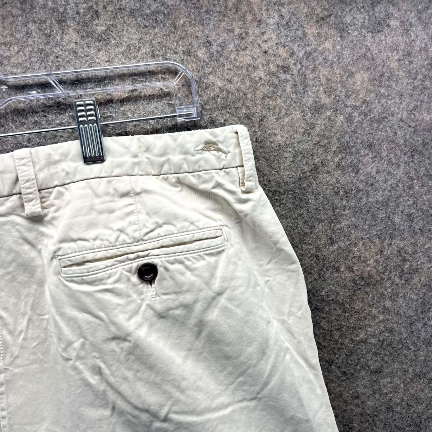 Tommy Bahama Tommy Bahama Shorts Mens 35 Beige Chino Flat Front Khaki Tan Pima Cotton Canvas Solid Button Casual Travel Mens Regular Beach Vintage No Size US 35 - 4 Thumbnail