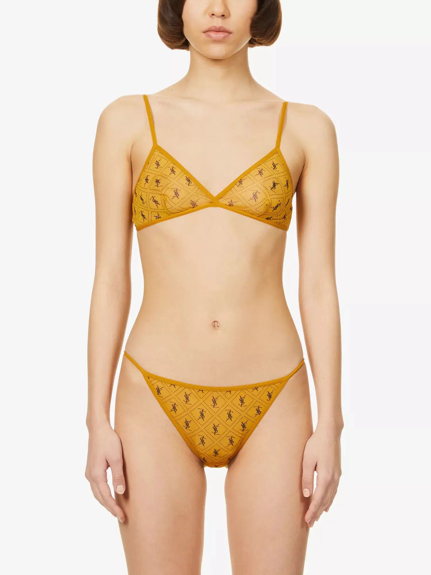 Saint Laurent Paris o1s1wg110325 Size: XS / 676123 Monogram Bra in Yellow Size ONE SIZE - 3 Thumbnail