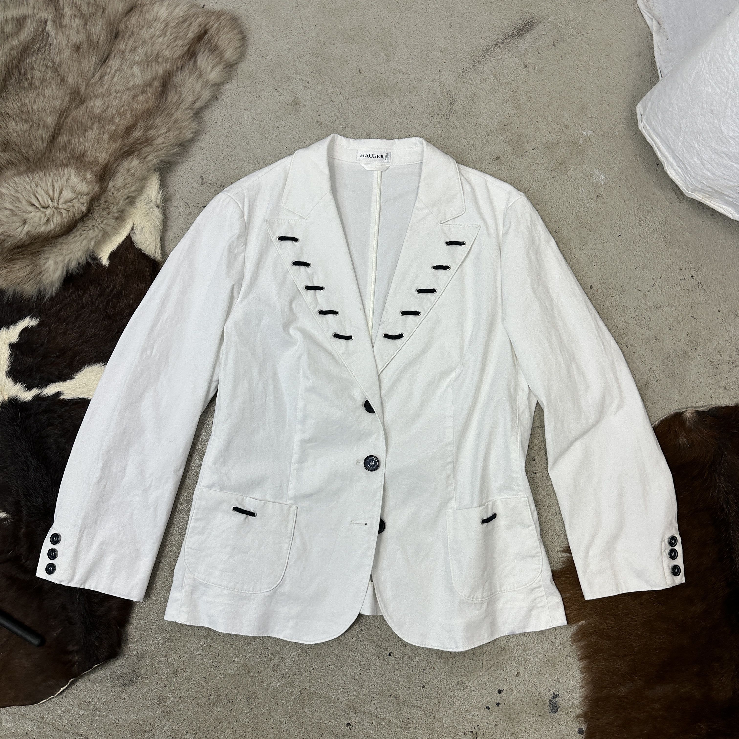 Vintage Vintage Avant-Garde White Contrast Stitch Blazer Y2K Size XL / US 12-14 / IT 48-50 - 3 Thumbnail
